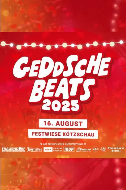 Flyer: Geddsche Beats 2025 – Festwiese, Kötzschau – 4AM Techno Event