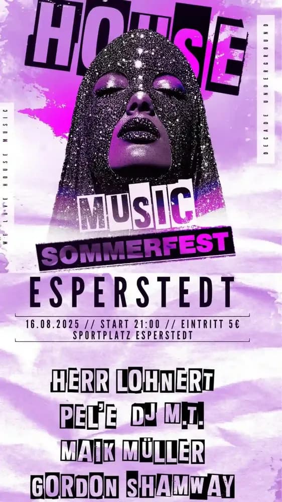 Flyer: HOUSE 🎶 SOMMERFEST ☼ – Esperstedt Sportplatz – 4AM Techno Event