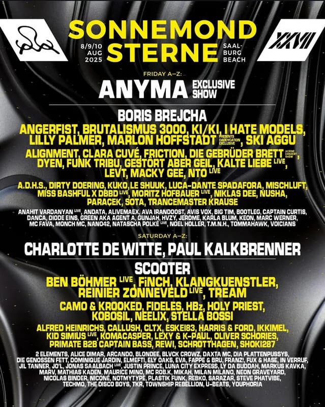 Flyer: SonneMondSterne2025 – Saalburg, Thüringen – 4AM Techno Event