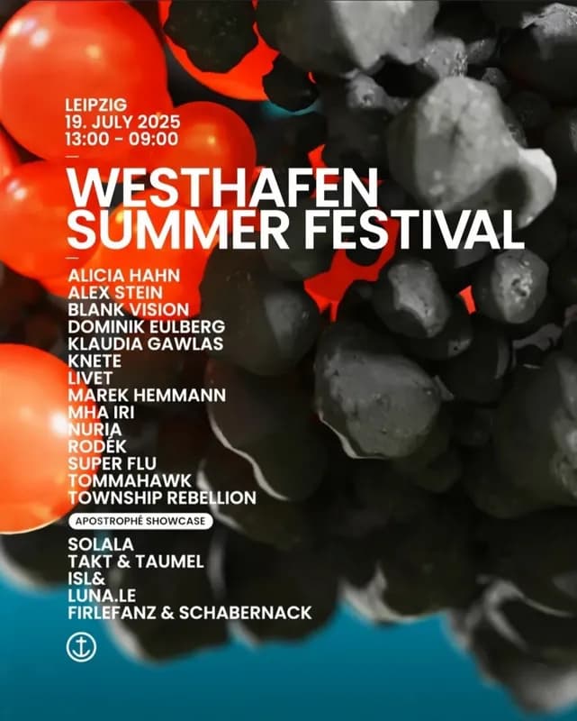 Flyer: Westhafen Summer Festival 2025 – Westhafen Leipzig – 4AM Techno Event